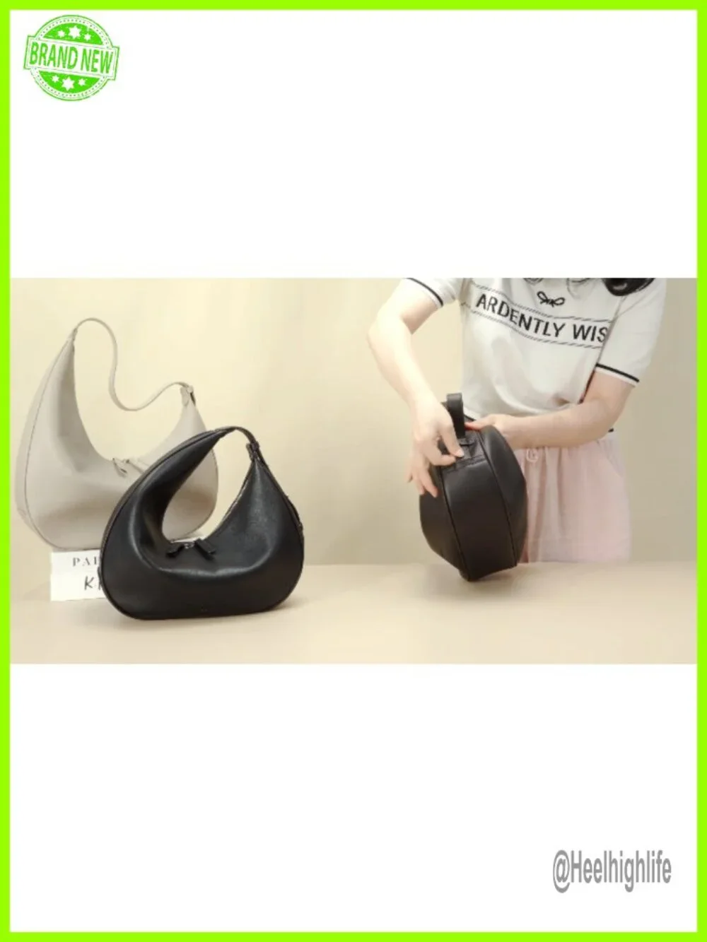 Genuine Leather Slouchy Hobo Bag, Crescent Crossbody Shoulder Bag